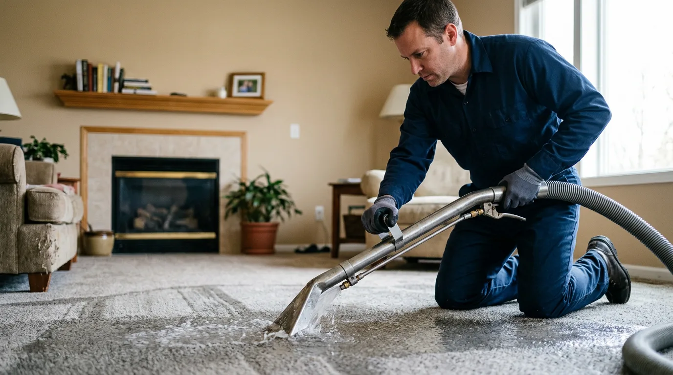 Water damage restoration technician working near Mechanic Falls, ME